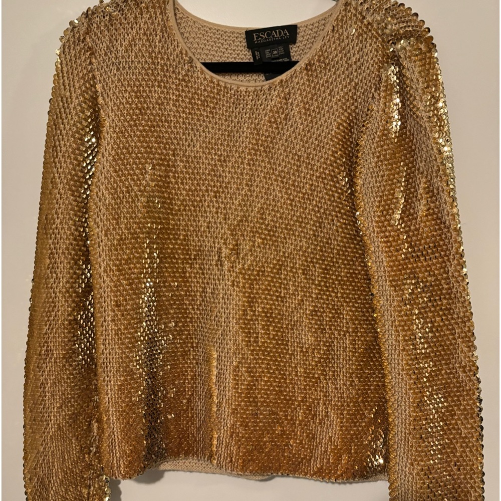 Escada gold sweater size 38, never worn, fully sequined - gorgeous!